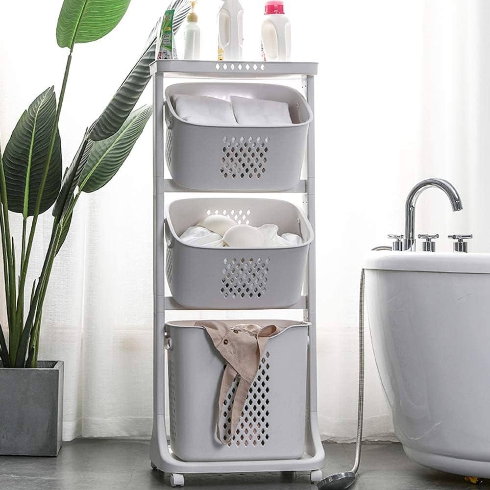 Laundry basket with 2-tier multi-purpose basket